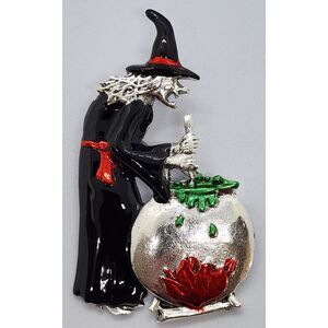 Witch & Cauldron Halloween Brooch Traditional Making Potions Spooky Classic